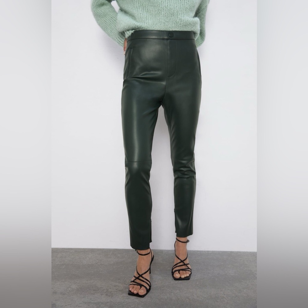 Zara Green Faux Leather Pants